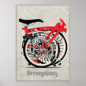 Brompton fiets gevouwen poster (Voorkant)