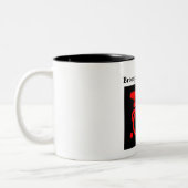 Brompton kleuren met rode Logo Tweekleurige Koffiemok (Links)