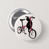 Brompton zwarte kat in roze ronde button 5,7 cm (Voorkant /achterkant)