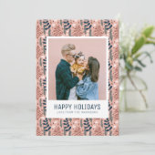 Bron: Bron: Whimsical Scandi Pink Foliage Pattern Feestdagenkaart (Staand voorkant)