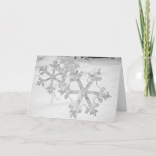 Bron en nieuwjaar: Snowy Snowflakes Feestdagen Kaart
