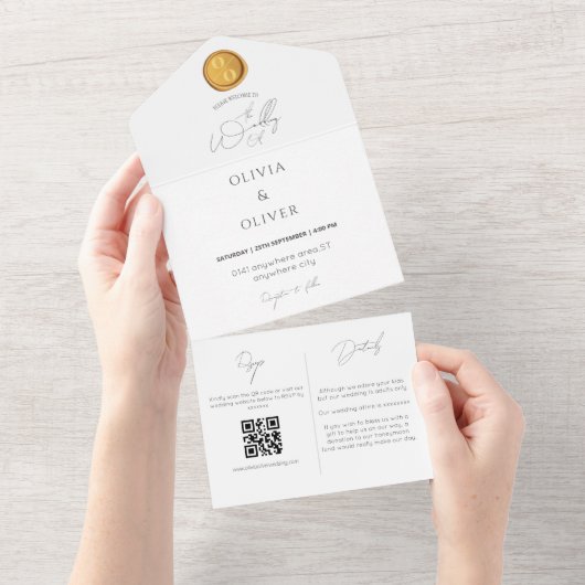 Bron: Goudwas, QR code bruiloft All In One Uitnodiging (Afscheurbaar)