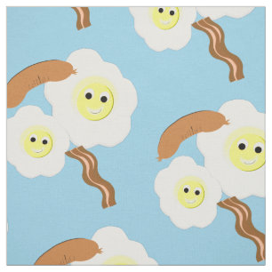 Bron: Novelty Fried Eggs Sause Bacon Fun Print Stof