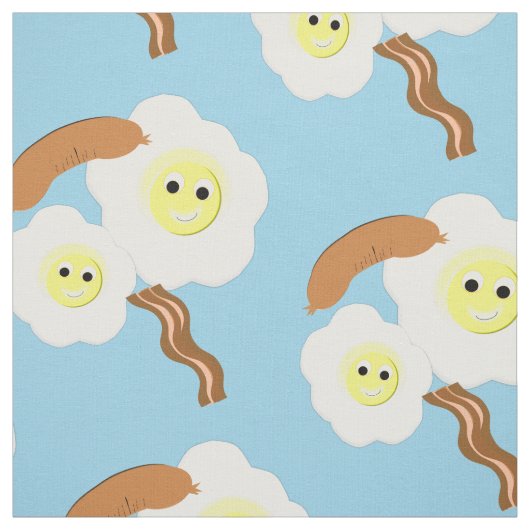 Bron: Novelty Fried Eggs Sause Bacon Fun Print Stof (Swatch)
