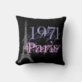 Bron: Paarse Eiffeltoren voor grafische roze roze Kussen