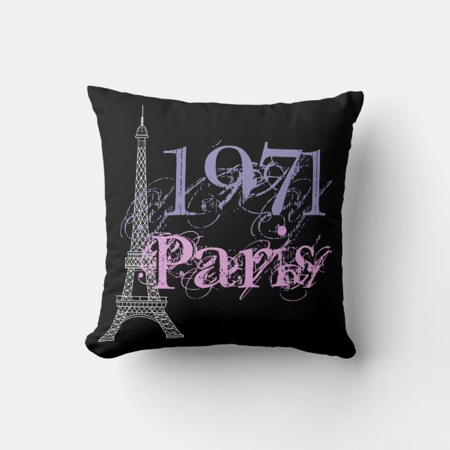 Bron: Paarse Eiffeltoren voor grafische roze roze Kussen (Voorkant)