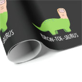 Bron-toe-saurus Funny Dinosaur Pun Dark BG Cadeaupapier (Rol Hoek)