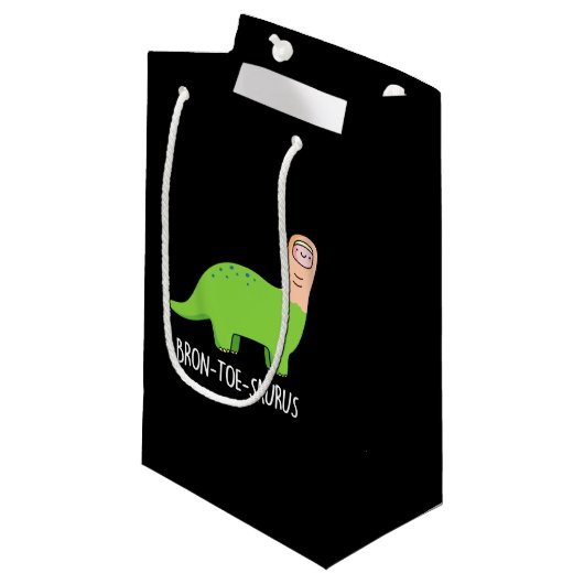 Bron-toe-saurus Funny Dinosaur Pun Dark BG Klein Cadeauzakje (Voorkant Gekanteld)