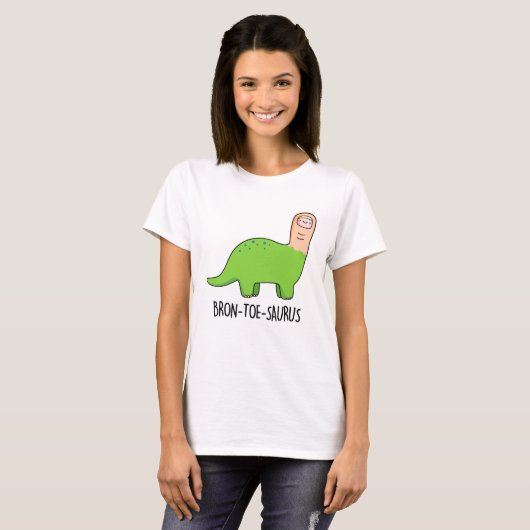 Bron-toe-saurus Grappige Dinosaurus Pun T-shirt (Voorkant volledig)