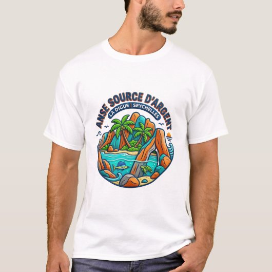 BRON VAN GELD LA DIGUE SEYCHELLES T-SHIRT (Voorkant)