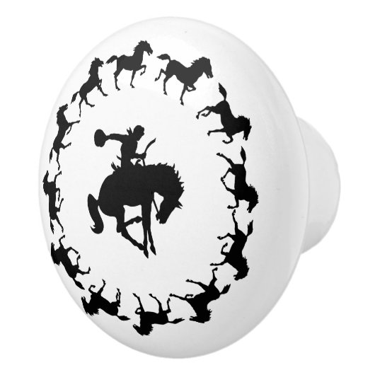 Bronc Cowboy Rider Drawer Pull Keramische Knop (Rechts)