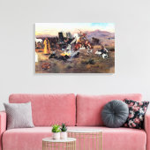 Bronc in Koe Camp door Charles M. Russell Canvas Afdruk (Insitu (Woonkamer))