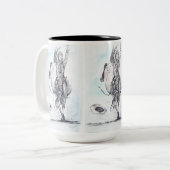 Bronc met appeloogjes tweekleurige koffiemok (Voorkant links)