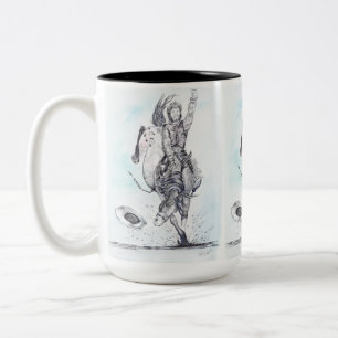 Bronc met appeloogjes tweekleurige koffiemok