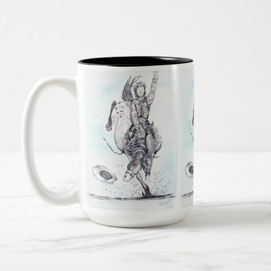 Bronc met appeloogjes tweekleurige koffiemok (Links)