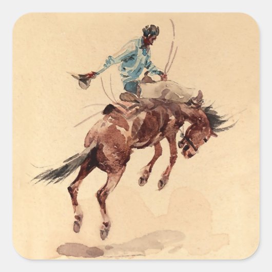 Bronc Rider 2 van Edward Borein Vierkante Sticker (Voorkant)