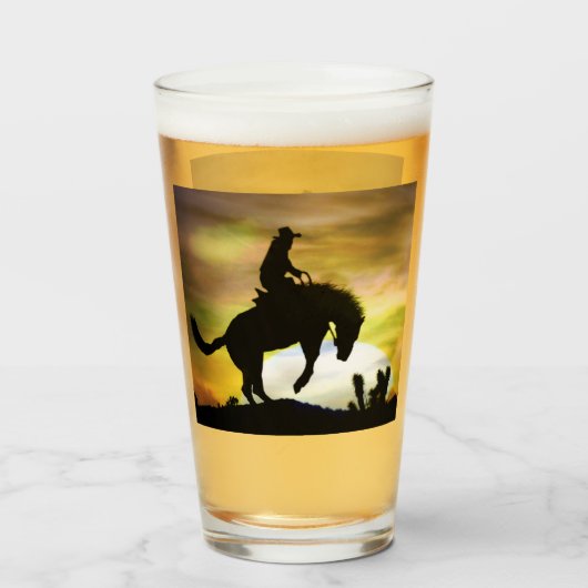 Bronc Rider Cowboy Beer Glass Drink glas (Achterkant gevuld)