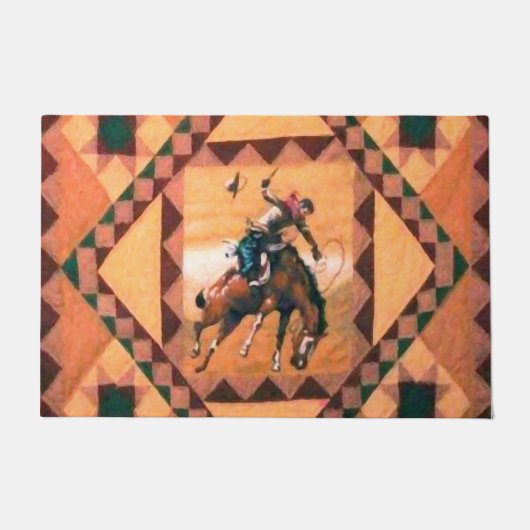 Bronc Rider Western Cowboy 24 x 36-inch Bath Mat (Voorkant)