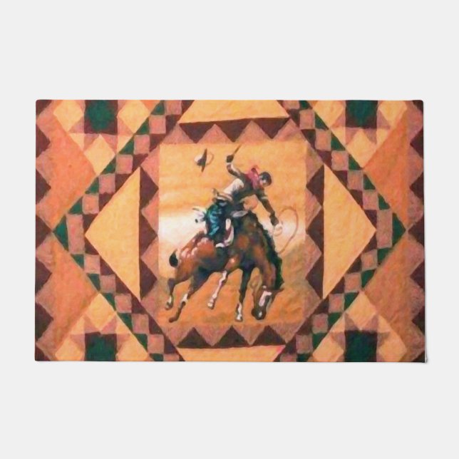 Bronc Rider Western Cowboy 24 x 36-inch Bath Mat (Voorkant)