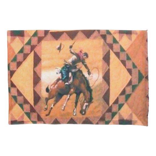 Bronc Rider Westerne Cowboy Pillowcase Kussensloop (Voorkant)