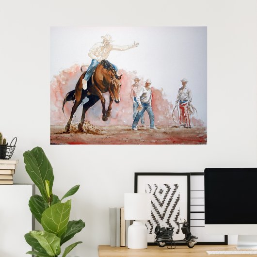 Bronc Riding Cowboy Poster (Thuiskantoor)