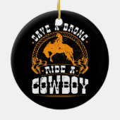 Bronc Riding Ride a Cowboy Bucking Horse Rodeo Keramisch Ornament (Achterkant)