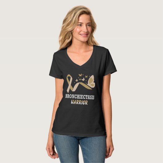 Bronchiectasis Awareness Pearl Ribbon Warrior Butt T-shirt (Voorkant volledig)