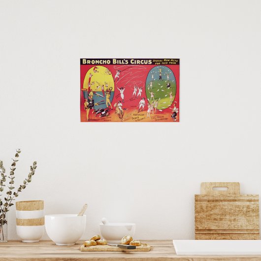 Broncho Bill's Circus, Birmingham c.1890-1910 Poster (Keuken)