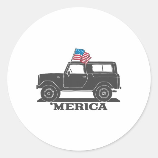 Bronco 4 juli Merica Ronde Sticker (Voorkant)