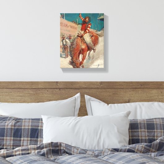 Bronco Buster door Newell Convers Wyeth Canvas Afdruk (Insitu (Slaapkamer))