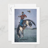 Bronco-Buster (gekleurd gravure) Briefkaart (Voorkant / Achterkant)