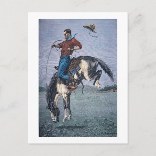 Bronco-Buster (gekleurd gravure) Briefkaart (Voorkant)