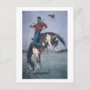 Bronco-Buster (gekleurd gravure) Briefkaart