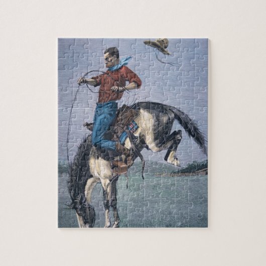 Bronco-Buster (gekleurd gravure) Legpuzzel (Verticaal)