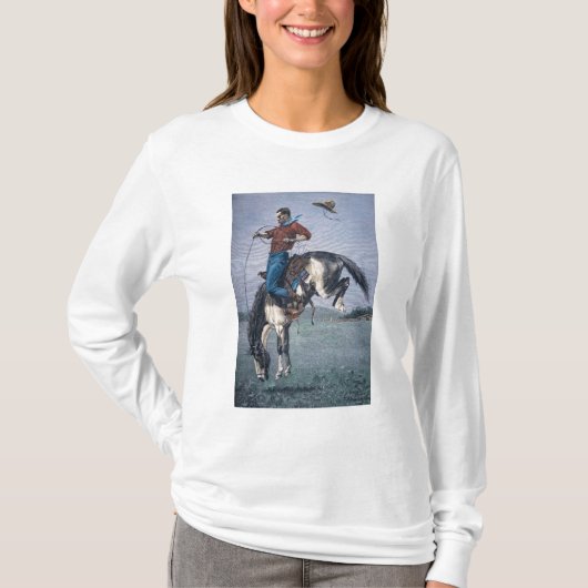 Bronco-Buster (gekleurd gravure) T-shirt (Voorkant)