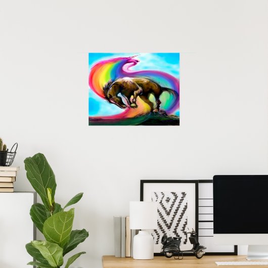 Bronco Rainbow Unicorn Poster (Thuiskantoor)