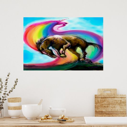 Bronco Rainbow Unicorn-Poster Poster (Keuken)