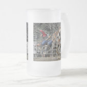 Bronco Rider Frosted Stein Matglas Bierpul (Voorkant rechts)