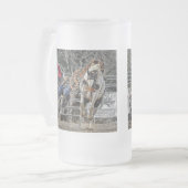 Bronco Rider Frosted Stein Matglas Bierpul (Voorkant links)