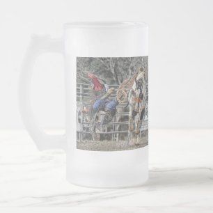 Bronco Rider Frosted Stein Matglas Bierpul