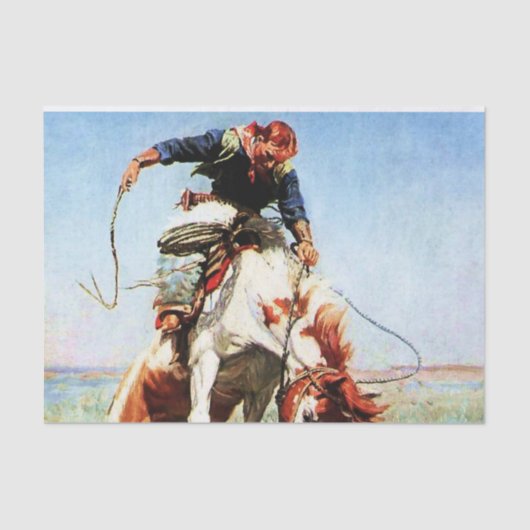 "Bronco Rider" Westerne kunst van W Herbert Dunton Tissuepapier (Voorkant)
