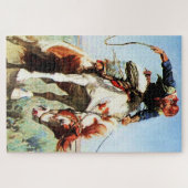 “Bronco Rider” westernkunst van W Herbert Dunton Legpuzzel (Horizontaal)
