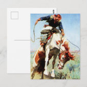 “Bronco Rider” Westerse kunst van W Herbert Dunton Briefkaart (Voorkant / Achterkant)