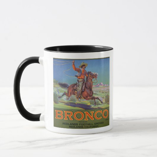 "Bronco Sinaasappels, c.1900 (kleurenlitho) Mok (Links)