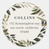 Broned Branches Return-adres Ronde Sticker (Voorkant)