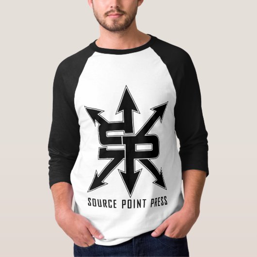Bronpunt Druk zwart Logo Raglan T-shirt (Voorkant)