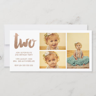 Brons 2e Verjaardag Wit 3 Lijst Fotokaart