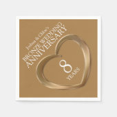 Brons 8e Bruiloft Jubileum hart namen servetten (Voorkant)