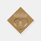 Brons 8e Bruiloft Jubileum hart namen servetten (Hoek)