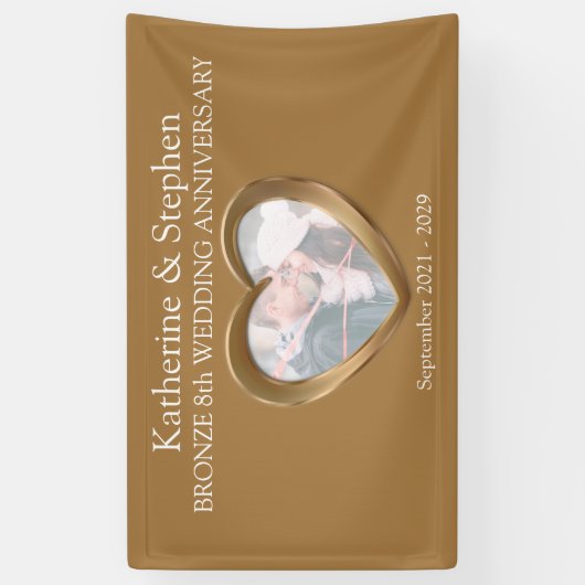 Brons 8e trouwdag hart foto banner (Verticaal)